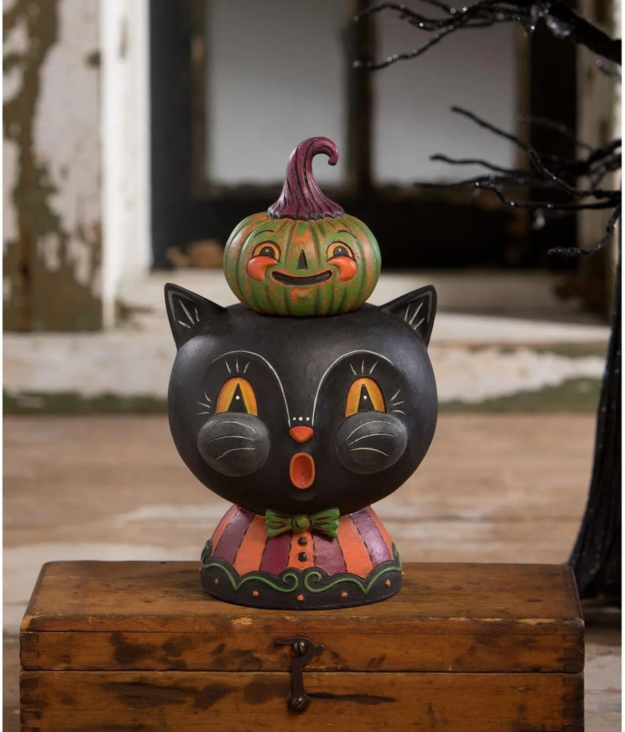 Bethany Lowe Halloween Duo Black Jack and Kinny Green Container, Resin, JP3026
