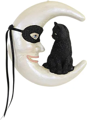 Bethany Lowe HALLOW'S EVE CAT ON The Moon Ornament