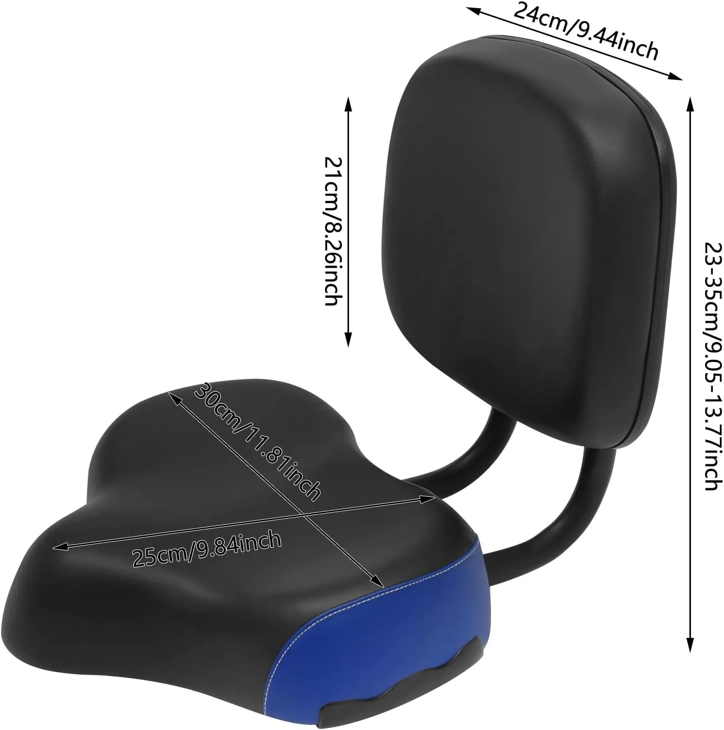 Bike Seat,Bike Saddle with Backrest Replacement Soft Back Rest PU Cushion,Adjustable Height Leather Saddle Pad for Mountain Bike Tricycle Commuter Bike