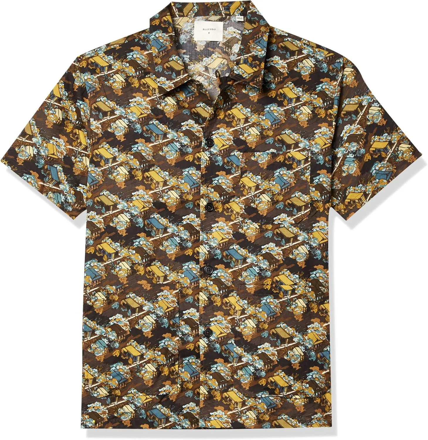 Billy Reid Men's Standard Fit Short Sleeve Button Down Camp Shirt