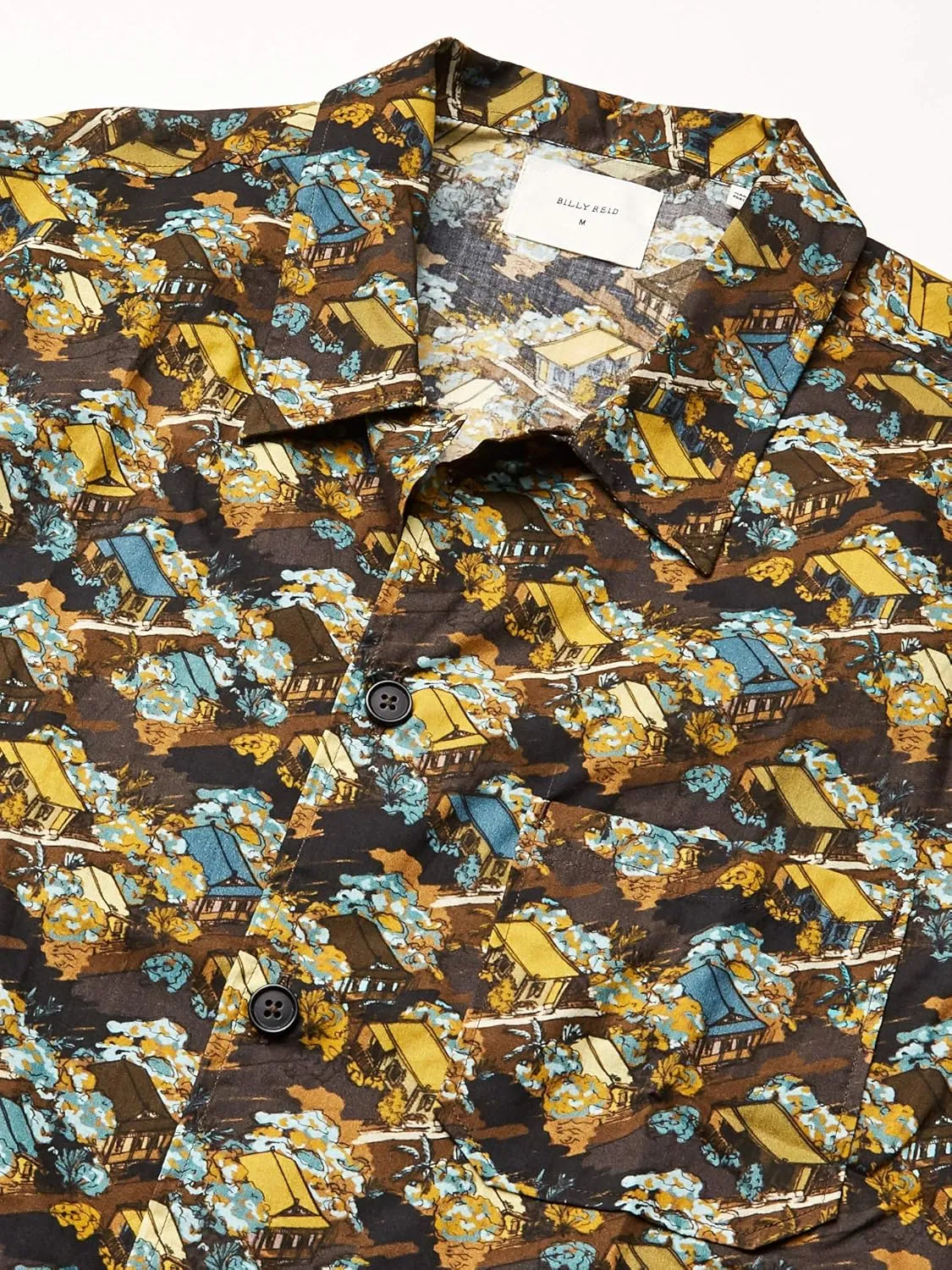 Billy Reid Men's Standard Fit Short Sleeve Button Down Camp Shirt
