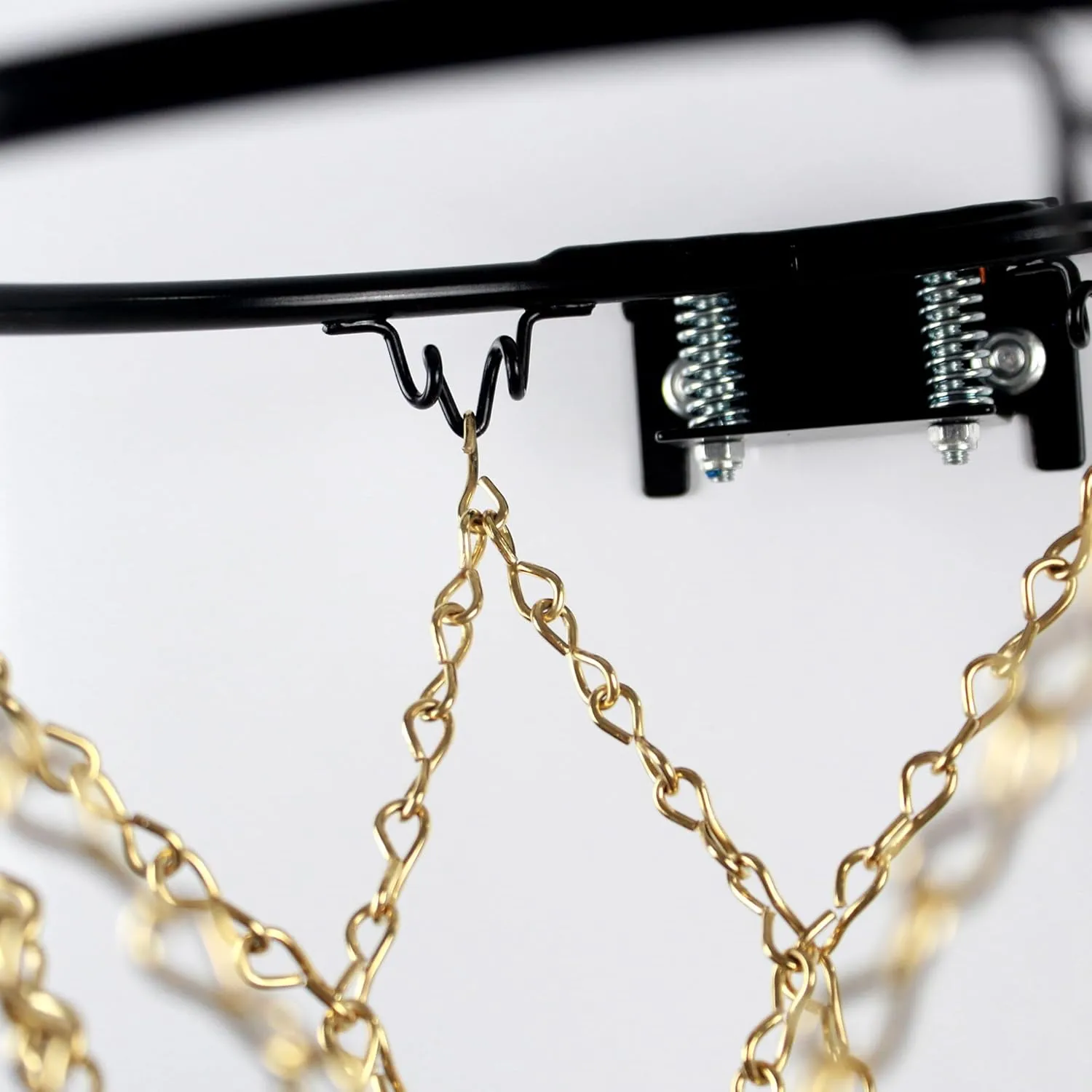 Black Mini Basketball Rim Set, Includes: Chain Net, 2 Door Hooks, Ball, Ball Pump, Screws, 9-inch Hoop with 6 Hooks
