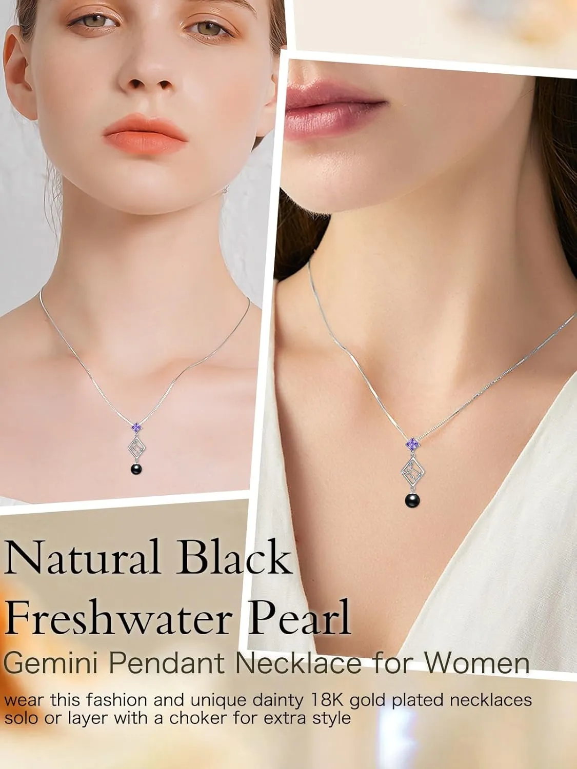 Black Pearl Necklace for Women Sterling Silver Constellation Black Freshwater Pearl Necklace Constellation Sign Birthstone Jewelry Anniversary Birthday Gifts for Women Wife Her Mom