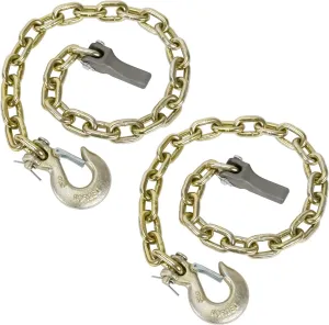 BLACKHORSE-RACING 2PCS 35 Inch Grade 70 Trailer Safety Chain with 5/16inch Clevis Snap Hook and Chain Retainer | 4,900 LB Work Load