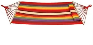 Bliss Hammocks BH-404 48" Wide Caribbean Hammock w/Pillow, Velcro Straps, & Chains Outdoor, Poolside, Patio, Backyard Eco-Friendly Polyester and Cotton Blend 265 Lbs Capacity, Tequila Sunrise