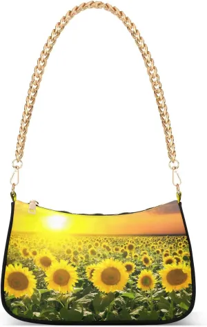 Blooming Sunflowers Field Shoulder Bags for Women Small Handbags Mini Clutch Purse