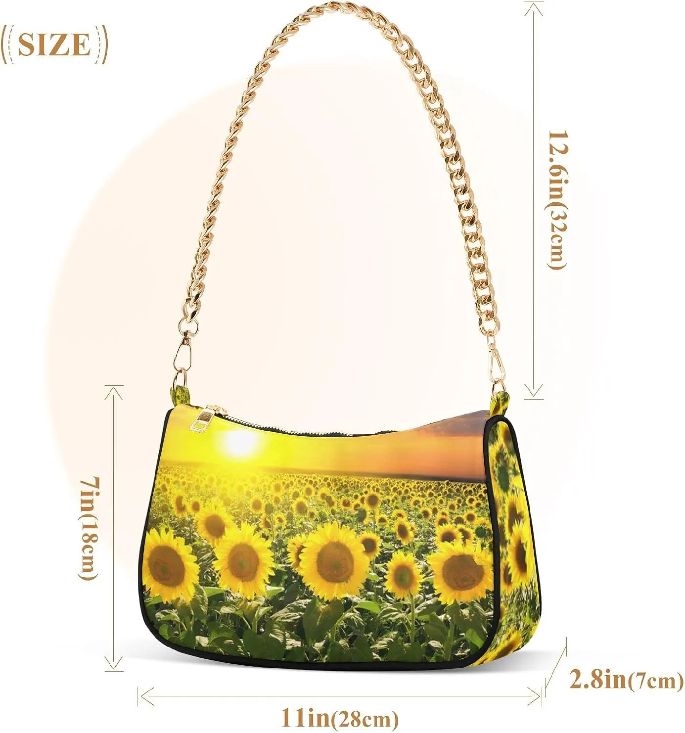 Blooming Sunflowers Field Shoulder Bags for Women Small Handbags Mini Clutch Purse
