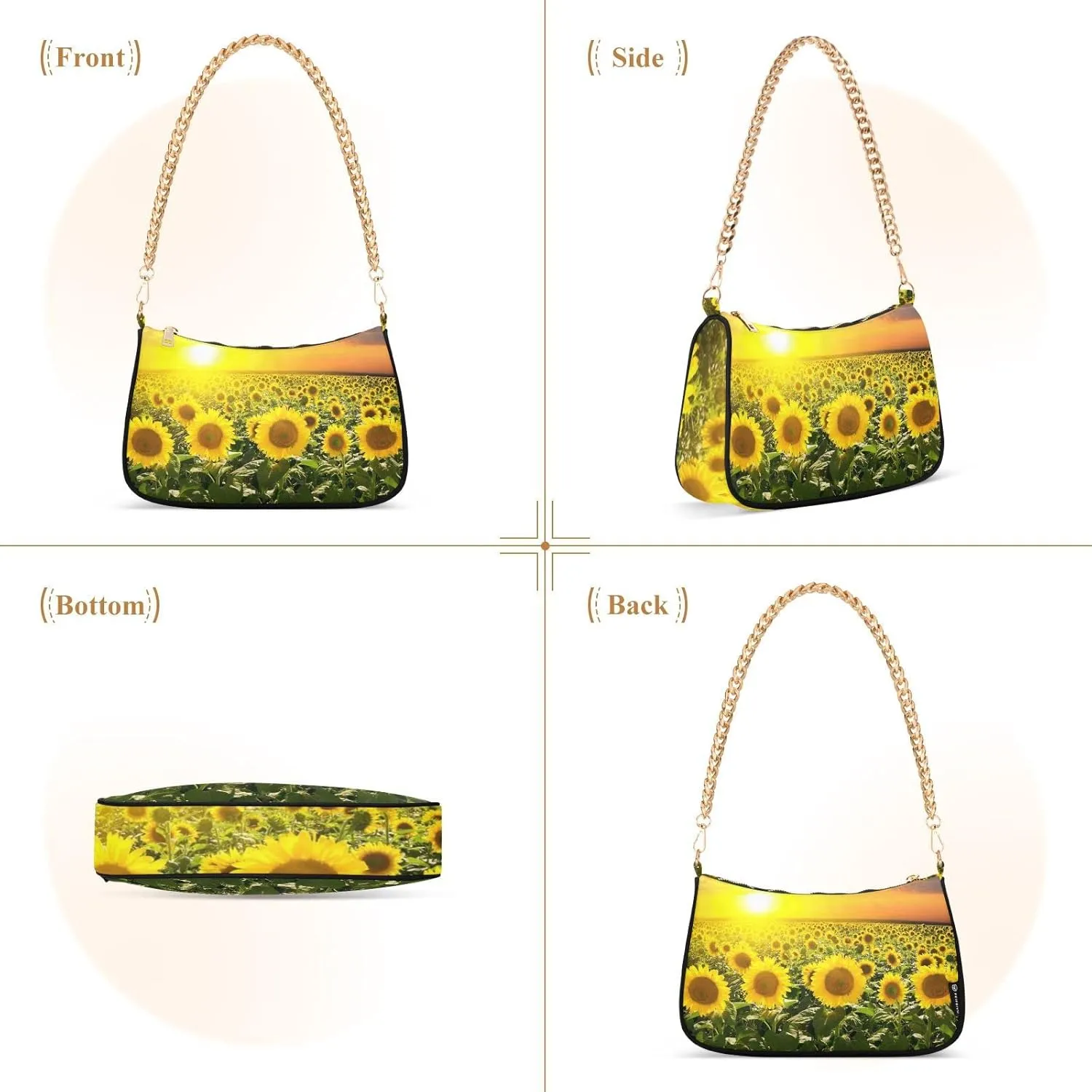Blooming Sunflowers Field Shoulder Bags for Women Small Handbags Mini Clutch Purse