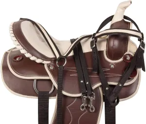 BNB International Classic Western Barrel Racing Handmade Synthetic Cordura Horse Saddle Lightweight Barrel Racing Saddle Trail Tack Equestrian Horse Saddle Tack Size 10" to 18" inches Seat SB03