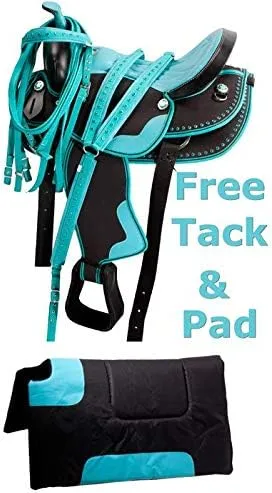 BNB International Classic Western Barrel Racing Handmade Synthetic Cordura Horse Saddle Lightweight Barrel Racing Saddle Trail Tack Equestrian Horse Saddle Tack Size 10" to 18" inches Seat SB66