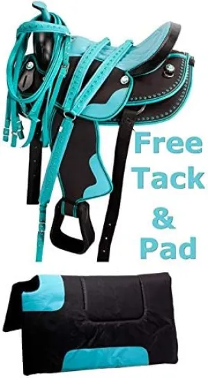 BNB International Classic Western Barrel Racing Handmade Synthetic Cordura Horse Saddle Lightweight Barrel Racing Saddle Trail Tack Equestrian Horse Saddle Tack Size 10" to 18" inches Seat SB66