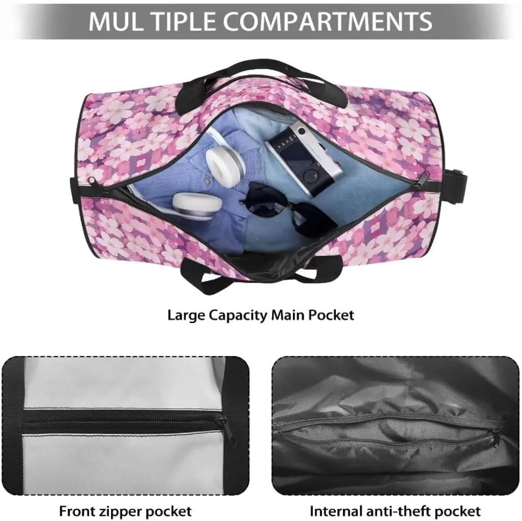 Boatee Axolotl Flower Travel Bag for Teen Girls Cute Duffle Bag Lightweight Duffel Bag Large Capacity Gym Bags Casual Carry on Personal Item Bags Travel Makeup Handbag with Adjustable Strap Pink