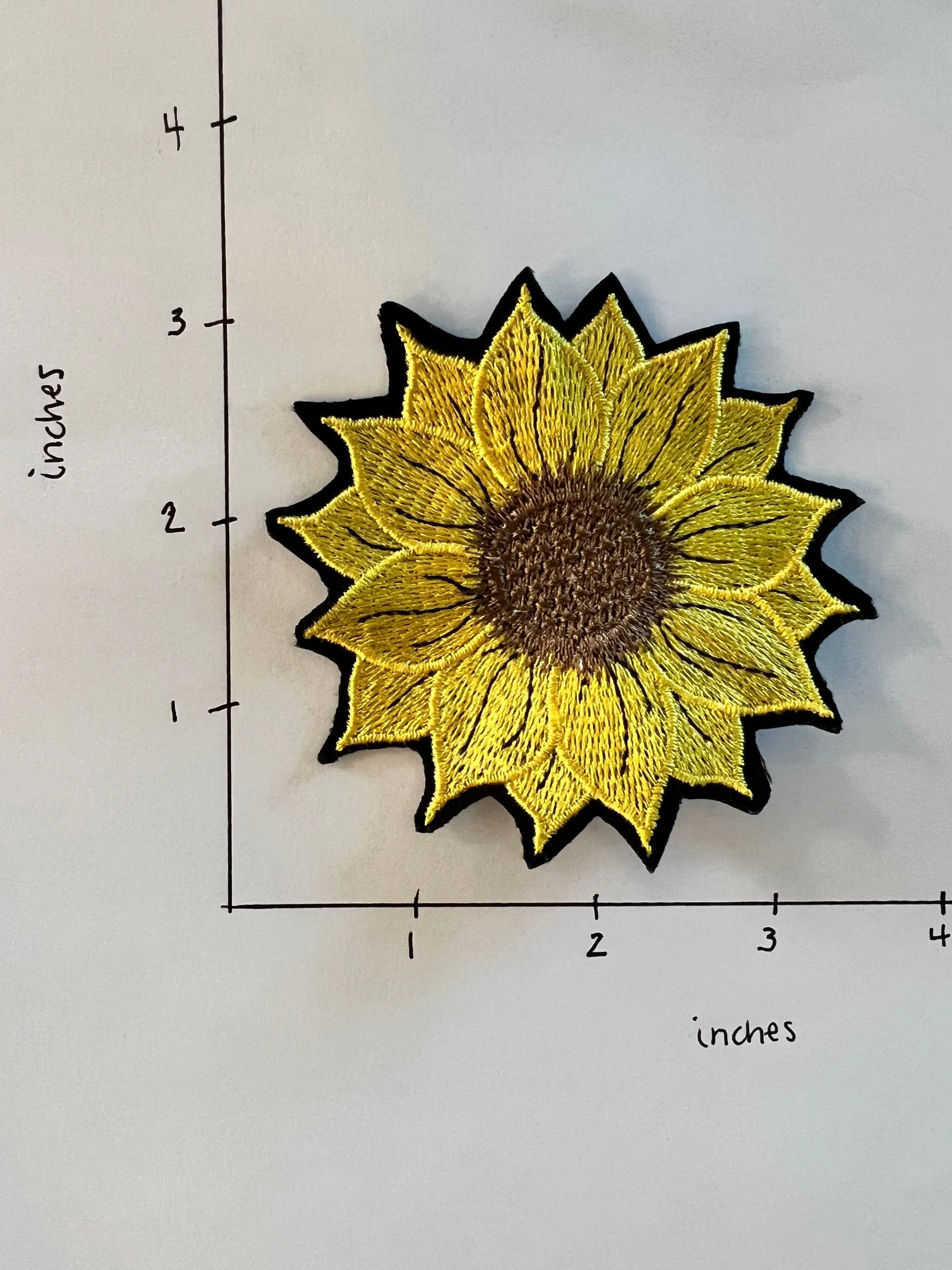 Boho 3 inch Sunflower Iron On / Sew On Embroidered Patch