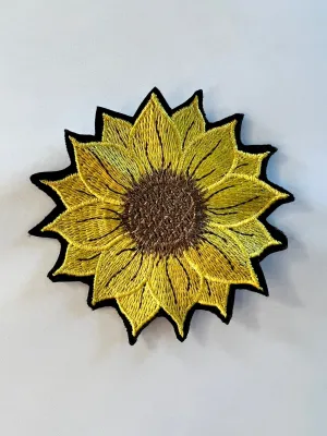 Boho 3 inch Sunflower Iron On / Sew On Embroidered Patch