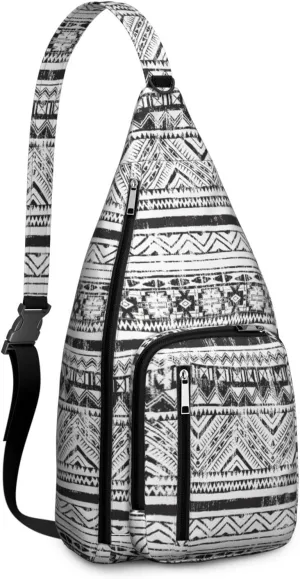 Boho Chic Crossbody Bag Vintage Waterproof Sling Bag Backpack for Men Women Daypack for Hiking Cycling Outdoor Activities