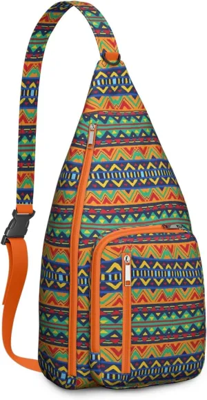 Boho Chic Crossbody Bag Vintage Waterproof Sling Bag Backpack for Men Women Daypack for Hiking Cycling Outdoor Activities