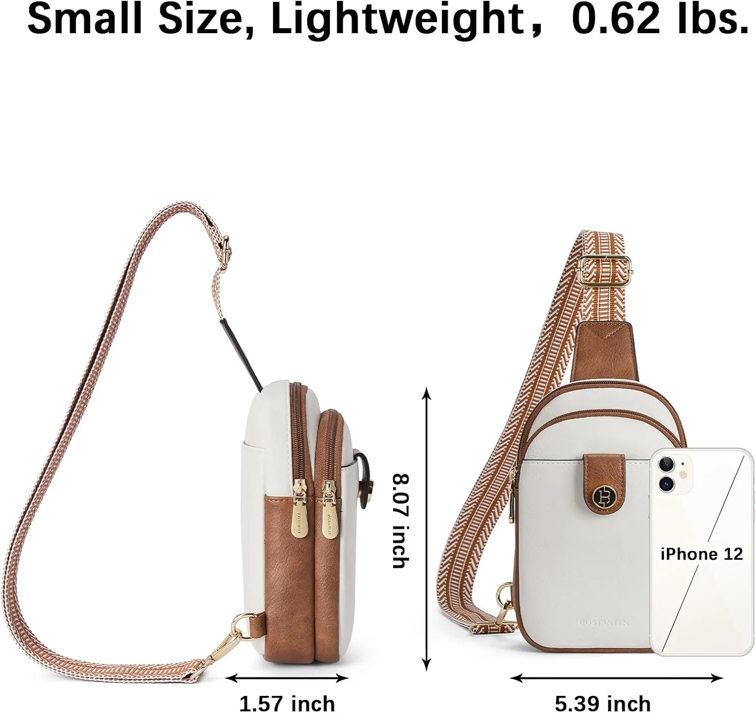 BOSTANTEN Small Sling Bag Crossbody Bags for Women Trendy Crossbody Purse Leather Chest Bag