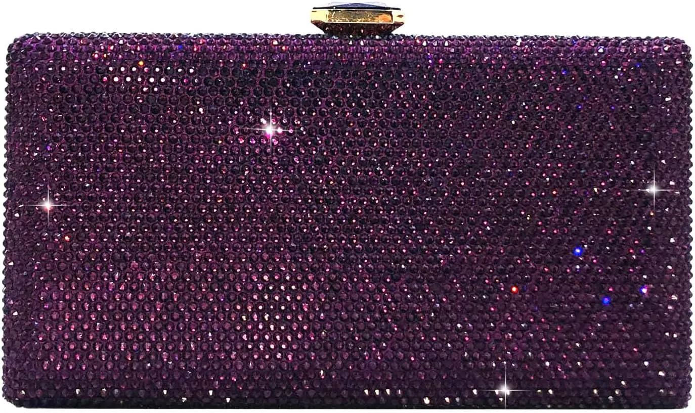 Boutique De FGG Crystal Evening Bags for Women Formal Party Box Clutch Wedding Rhinestone Handbags Bridal Clutch Purse,Mini