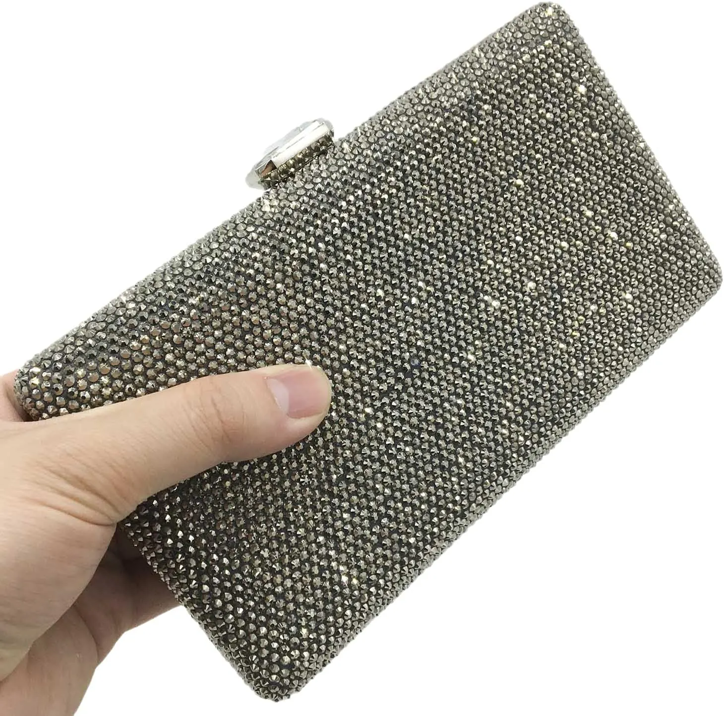 Boutique De FGG Crystal Evening Bags for Women Formal Party Box Clutch Wedding Rhinestone Handbags Bridal Clutch Purse,Mini