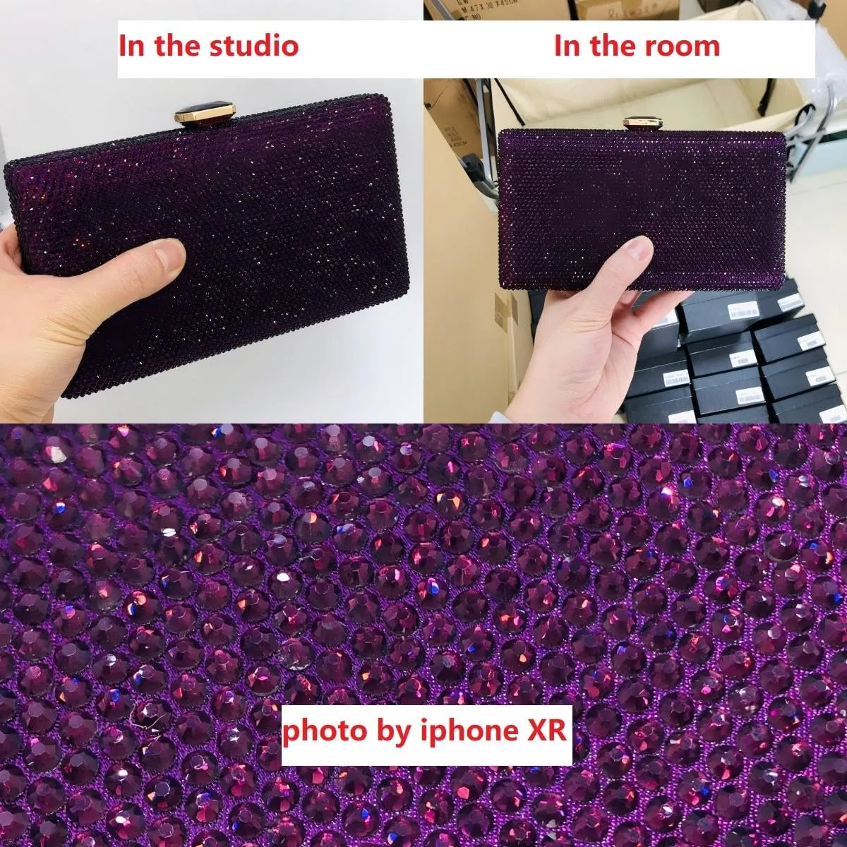 Boutique De FGG Crystal Evening Bags for Women Formal Party Box Clutch Wedding Rhinestone Handbags Bridal Clutch Purse,Mini
