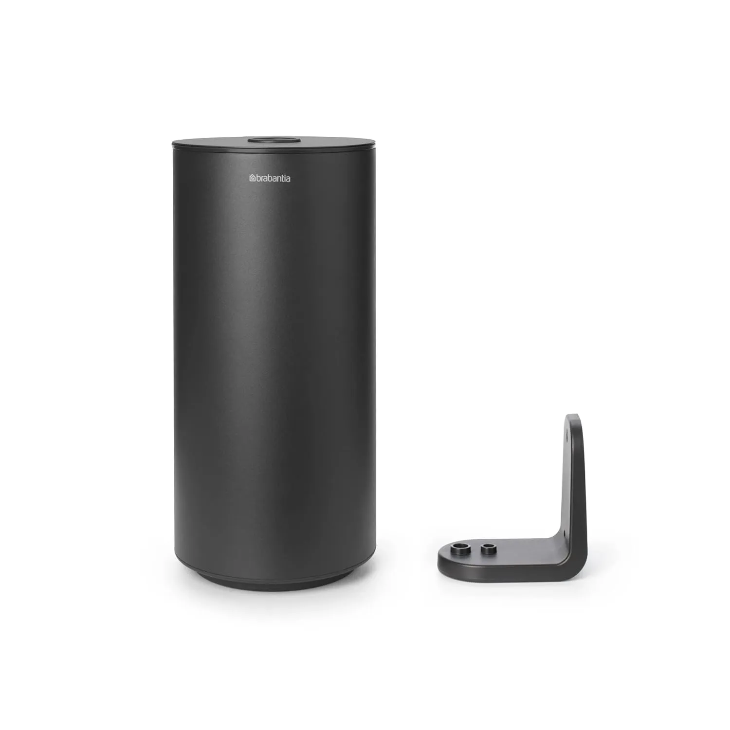 Brabantia Mindset Toilet Roll Dispenser (Mineral Infinite Gray) Anti-Rust, Discreet Bathroom Tissue Holder, 2 Spare Rolls (Ø 5.37") Wall-Mountable Tidy Storage