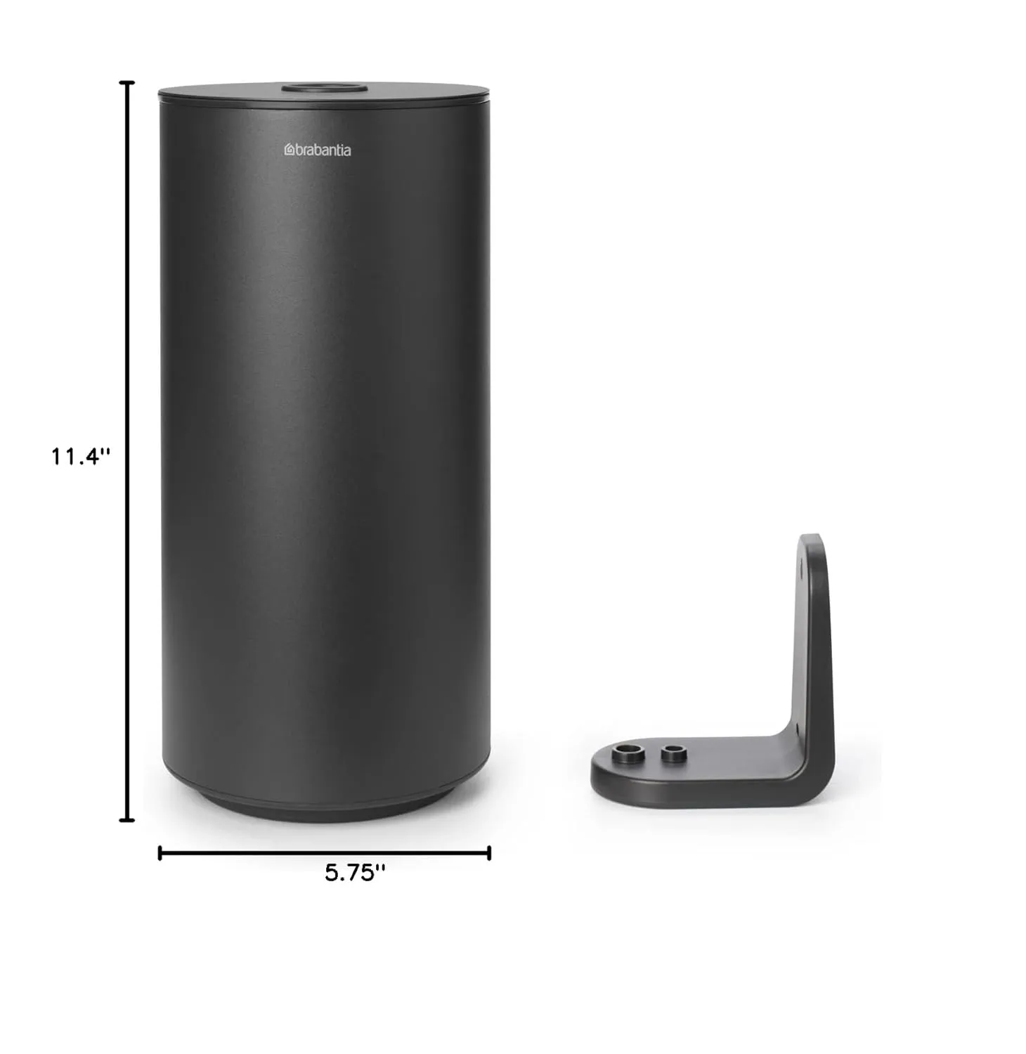 Brabantia Mindset Toilet Roll Dispenser (Mineral Infinite Gray) Anti-Rust, Discreet Bathroom Tissue Holder, 2 Spare Rolls (Ø 5.37") Wall-Mountable Tidy Storage