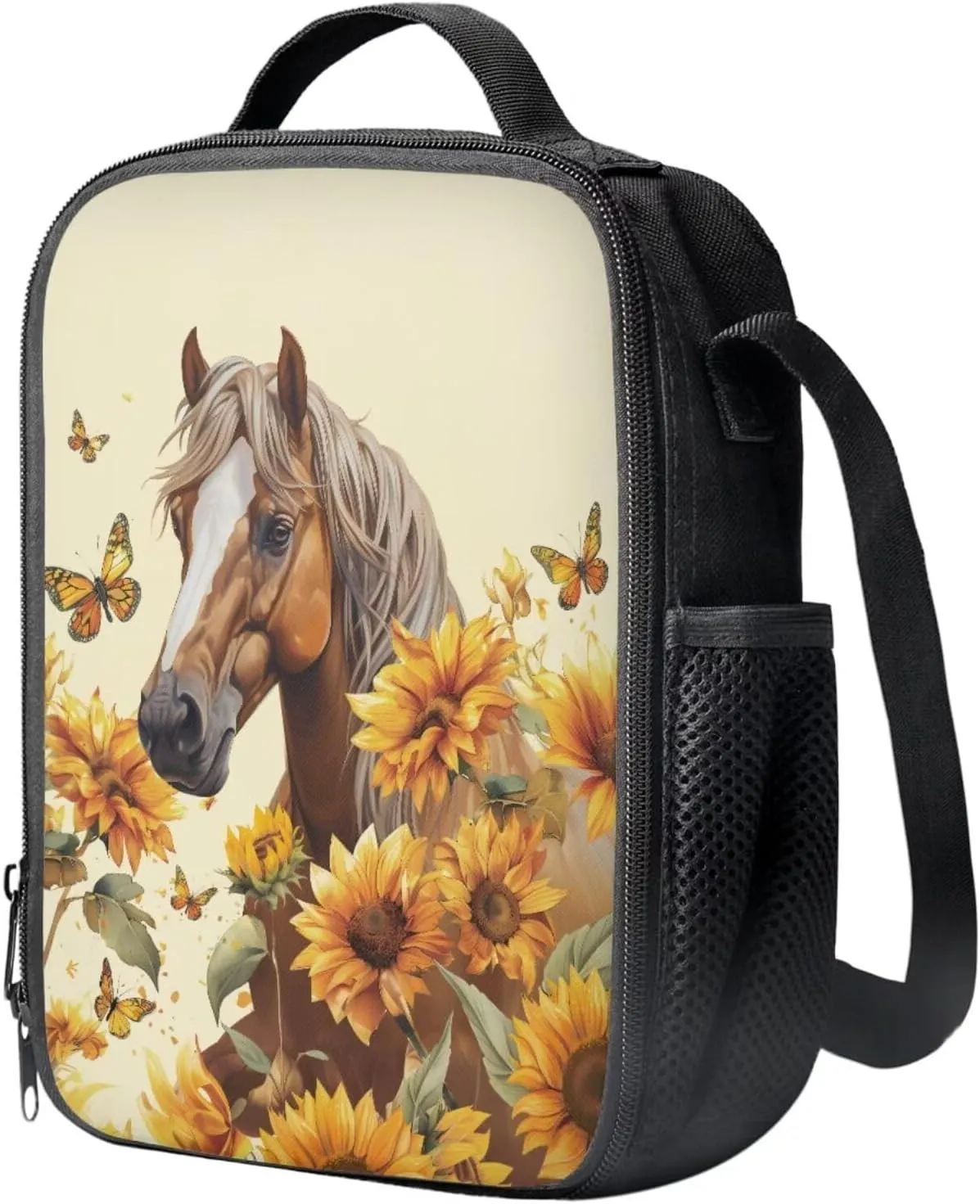 Brown Horse Bookbag and Lunch Box Set for Boys Teens Lightweight Elementary Bookbag for Students Portable Can Be Used As School Bags,Everyday Pack,Casual Rucksack