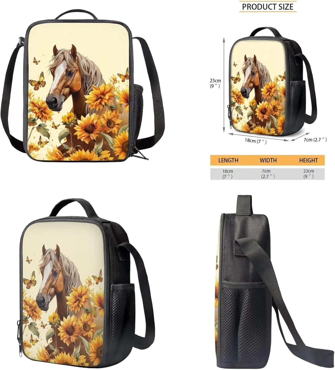 Brown Horse Bookbag and Lunch Box Set for Boys Teens Lightweight Elementary Bookbag for Students Portable Can Be Used As School Bags,Everyday Pack,Casual Rucksack