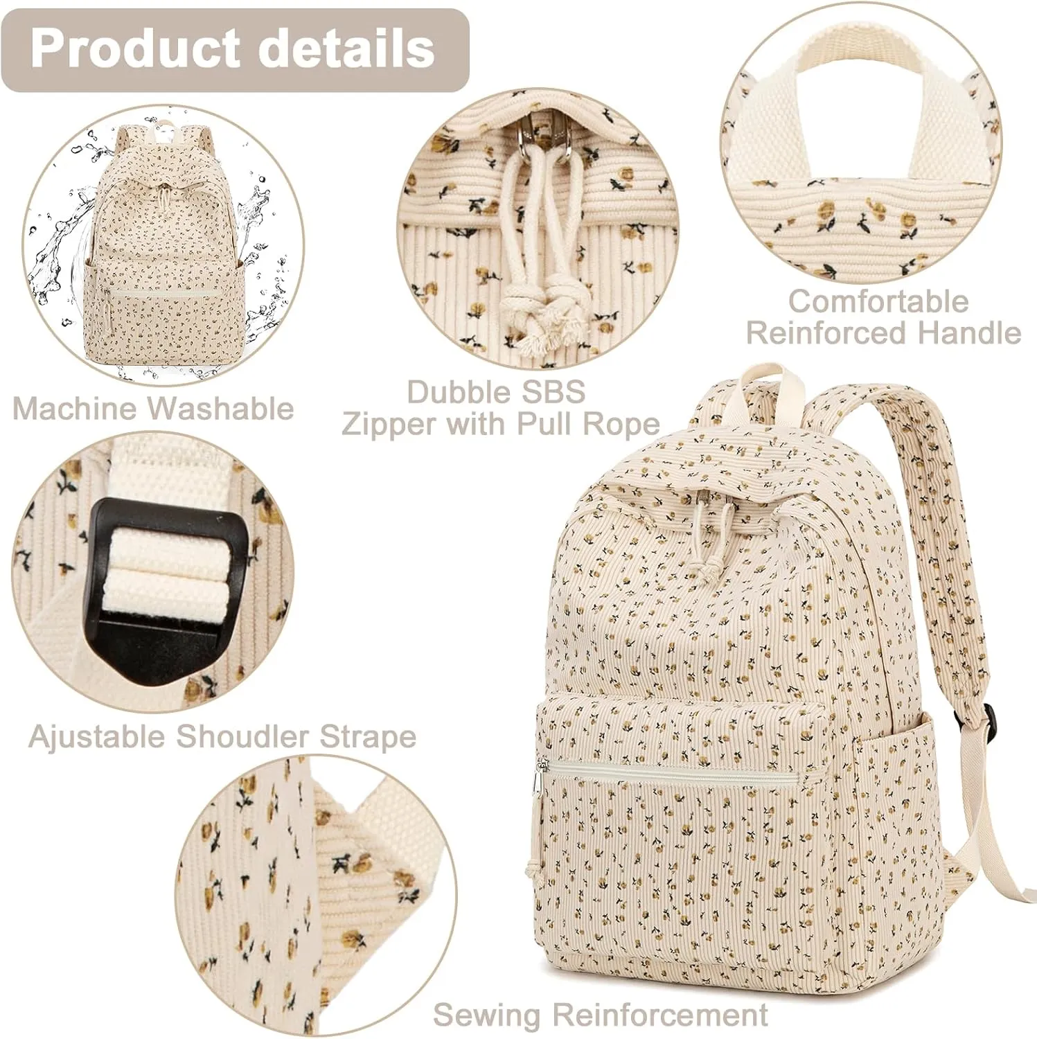 BTOOP School Backpacks for Teen Girls Bookbags Lightweight Canvas Backpack Schoolbag Set