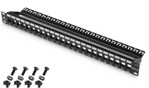 Cable Matters Rackmount or Wall Mount 1U 24 Port Keystone Patch Panel with Cable Management and Support Bar, 19-inch Blank Patch Panel for Keystone Jacks