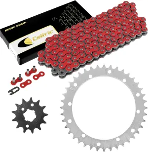 Caltric Red Drive Chain And Sprockets Kit Compatible with Yamaha Warrior 350 Yfm350X 1989-2004