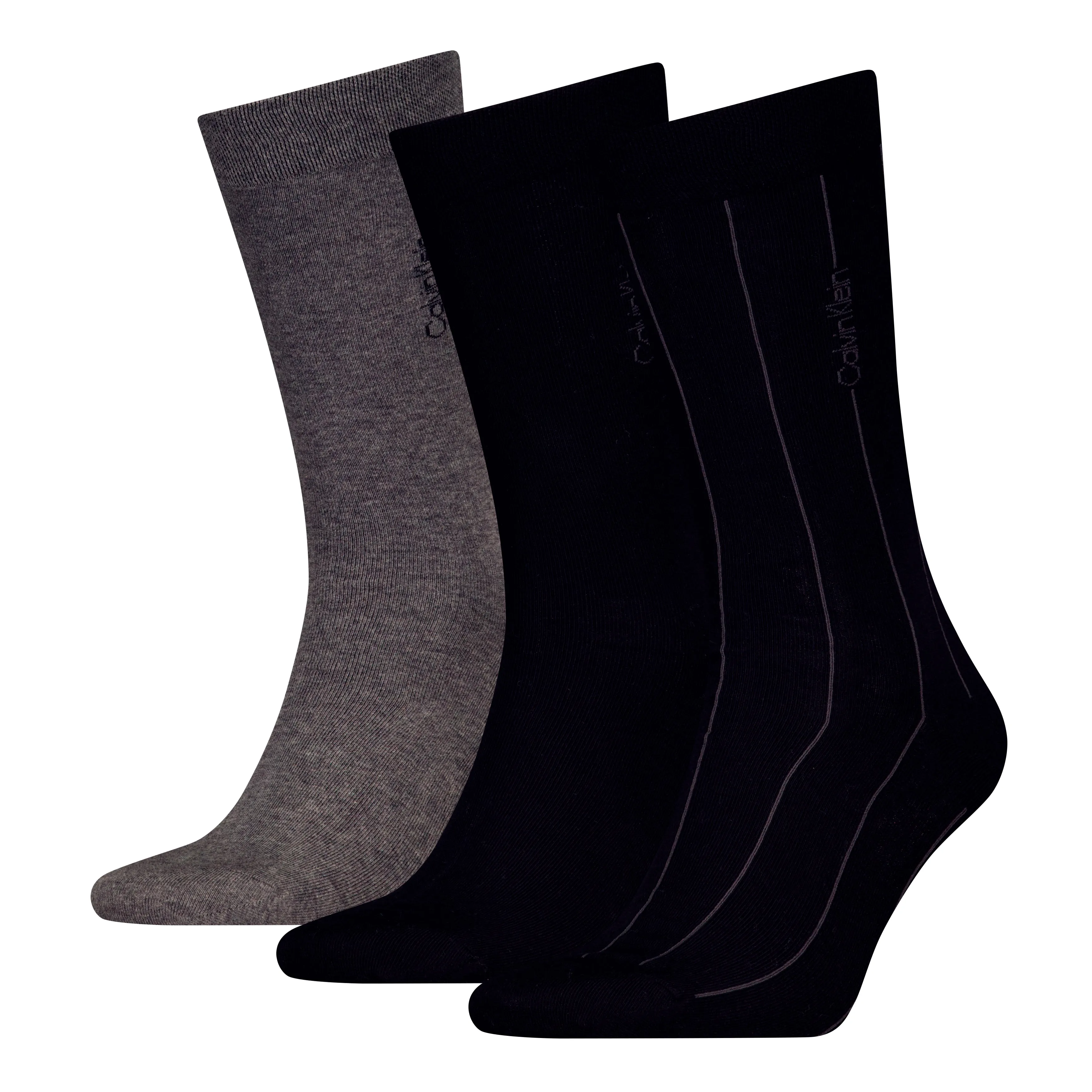 Calvin Klein 3 Pack Giftboxed Classic Mens Crew Socks Black/Grey