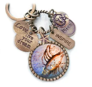 Cancer Backpack-Purse Clip, Key Chain or Necklace, Love, Live Your Dream, Inspirational Zodiac, Astrology and Birth Sign Gift
