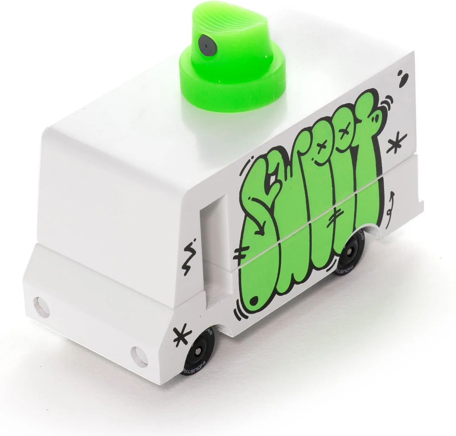 Candylab Toys CANDYCAR® Wooden Food Truck Collection - Graffiti Green, Premium Handcrafted Beech Wood Toy Car