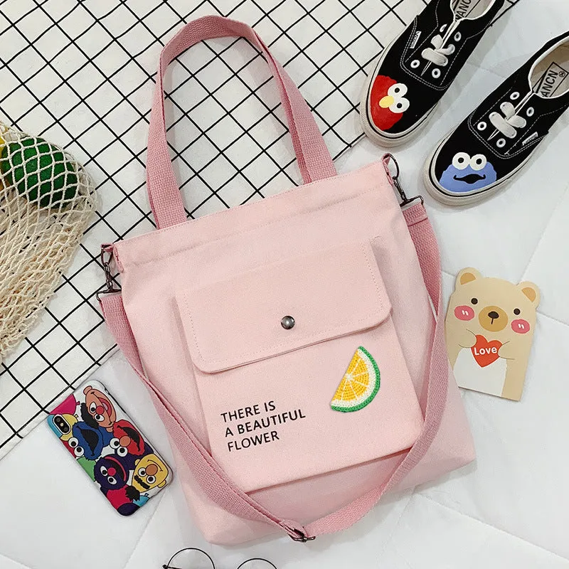 Canvas Printed College Class Portable Female Crossbody Bags