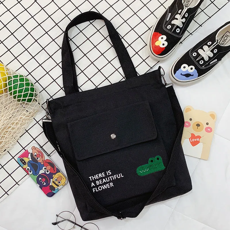 Canvas Printed College Class Portable Female Crossbody Bags