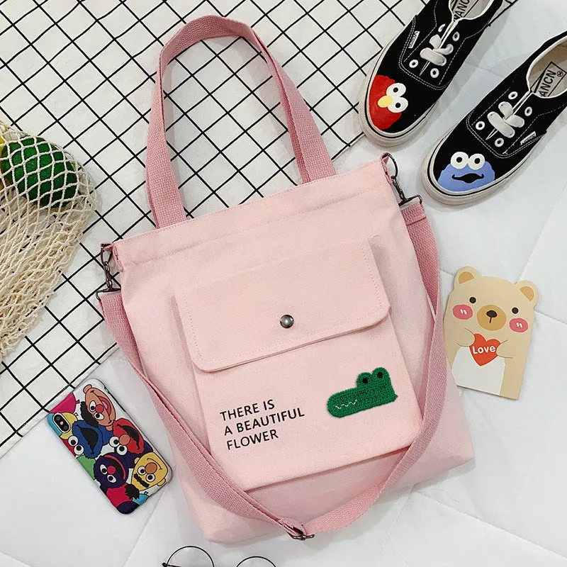 Canvas Printed College Class Portable Female Crossbody Bags