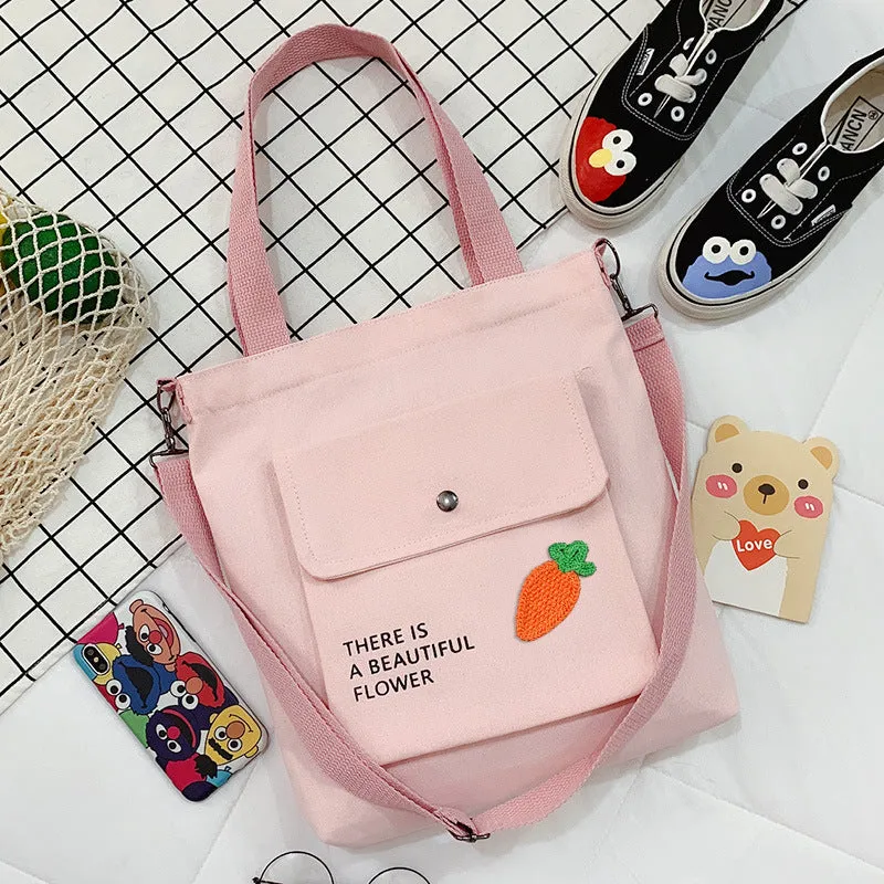 Canvas Printed College Class Portable Female Crossbody Bags