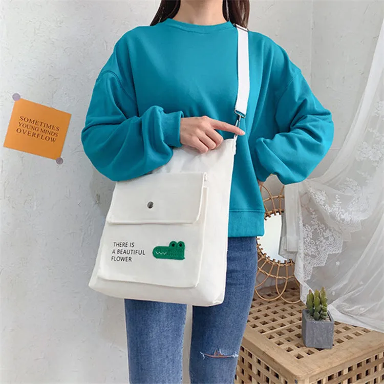 Canvas Printed College Class Portable Female Crossbody Bags