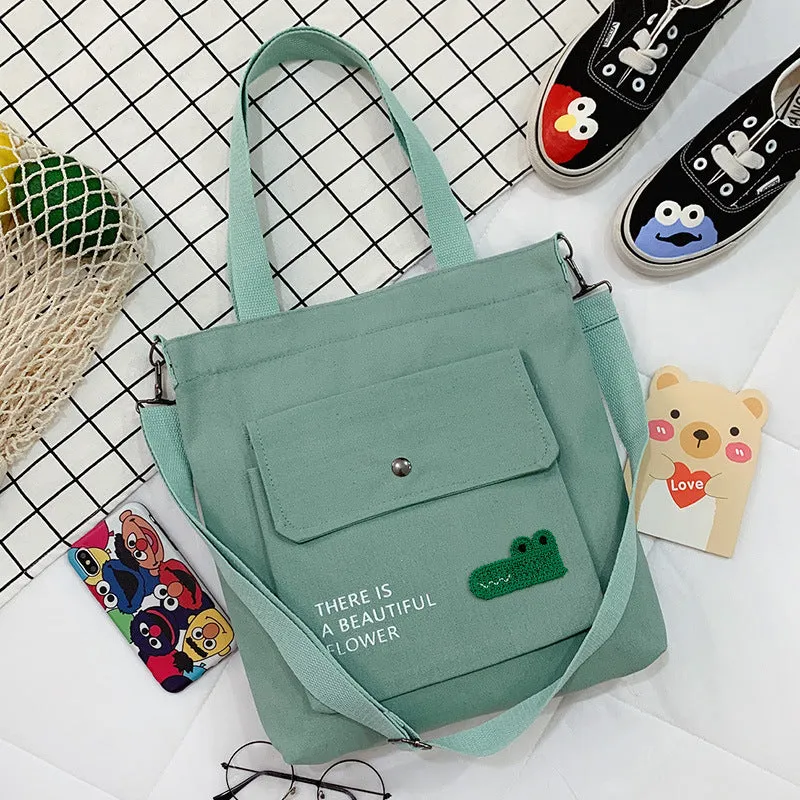 Canvas Printed College Class Portable Female Crossbody Bags