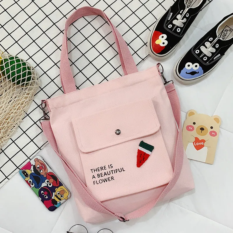 Canvas Printed College Class Portable Female Crossbody Bags