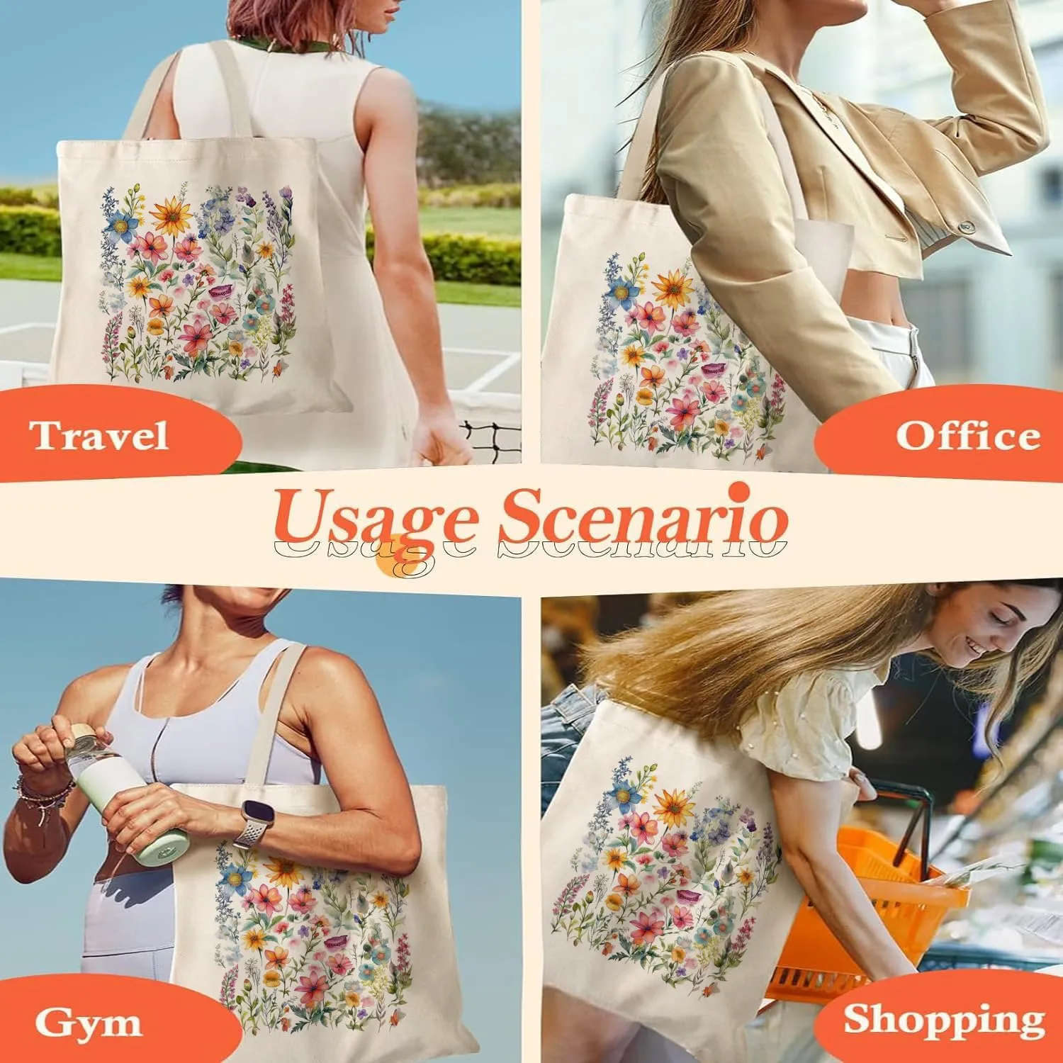 Canvas Tote Bag, Aesthetic Gifts for Women Book Shoulder Tote Bag Reusable Grocery Tote Bags with Pocket