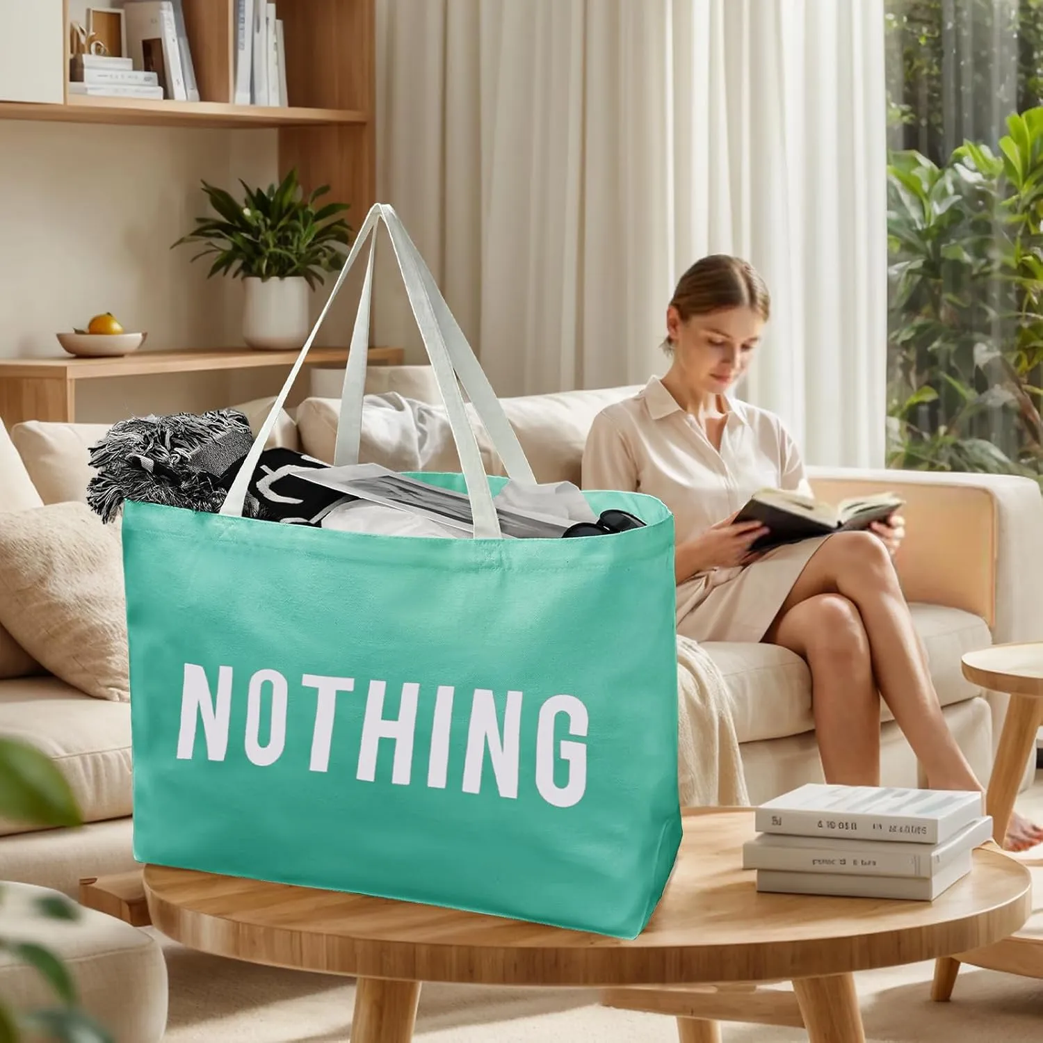 Canvas Tote Bag for Women - Reusable Grocery Bags Extra Large Shopping Bags Heavy Duty Canvas Bags with Handles