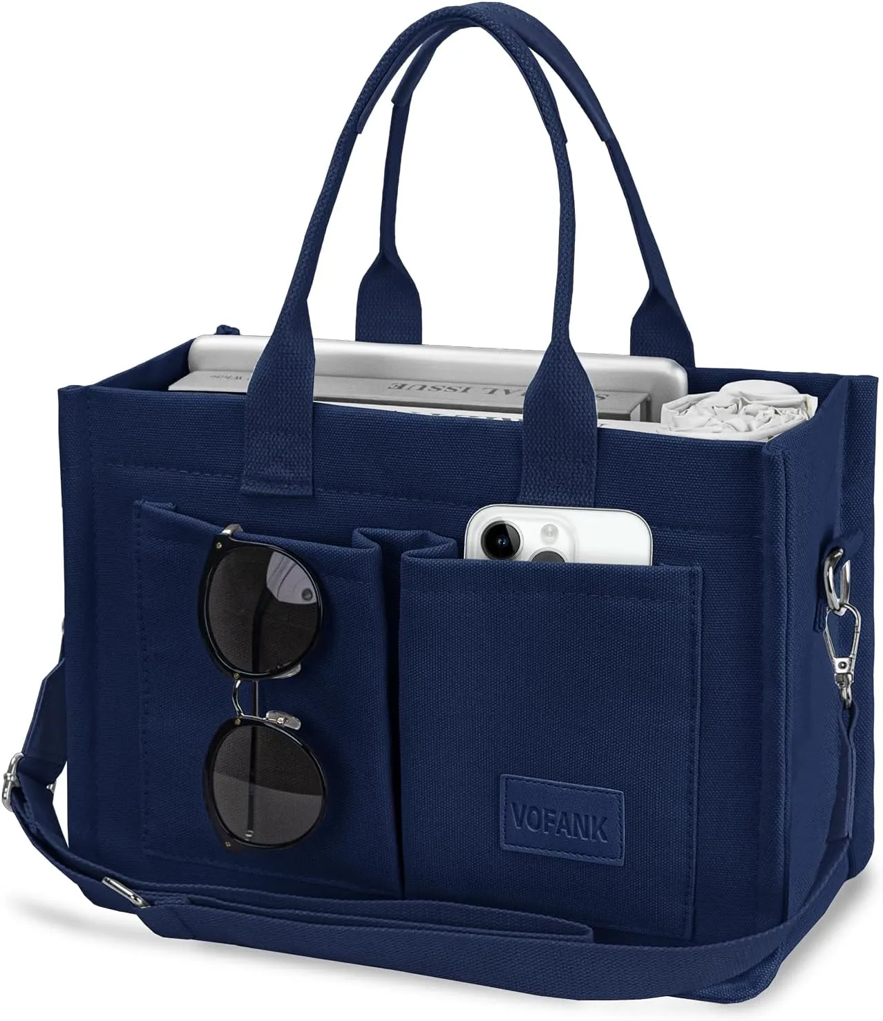 Canvas Tote Bag for Women with Pockets Large Crossbody Bag Satchel Bag Handbag Everything Everyday Bag for Work Daily