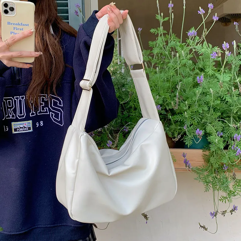 Capacity Female Soft Leather Niche Commuter College For Crossbody Bags