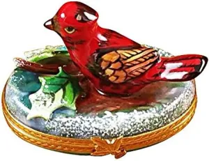 CARDINAL - LIMOGES BOX AUTHENTIC PORCELAIN FIGURINE FROM FRANCE