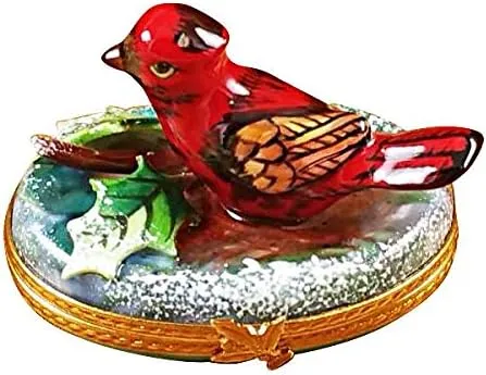 CARDINAL - LIMOGES BOX AUTHENTIC PORCELAIN FIGURINE FROM FRANCE