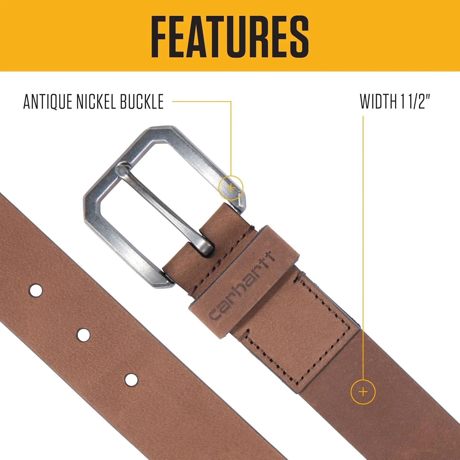 Carhartt Men's Casual Rugged Saddle Leather Belts