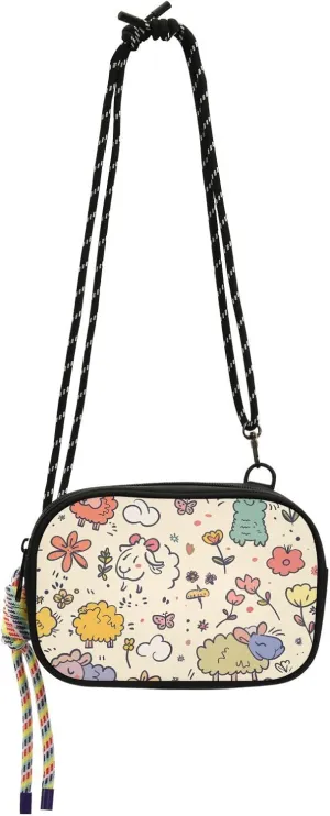 Cartoon Sheep Graffiti Art Sling Purse Crossbody for Women Fashion with Adjustable Strap Nylon Small Crossbody Phone Bag Take a walk