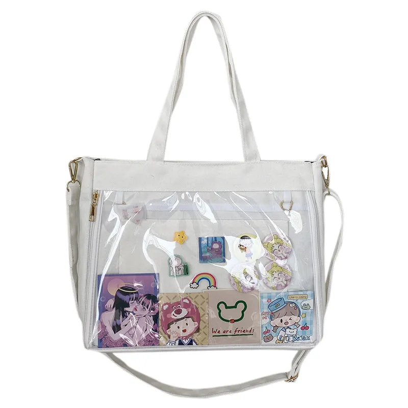 Cartoon Transparent Large Capacity College Style Backpacks